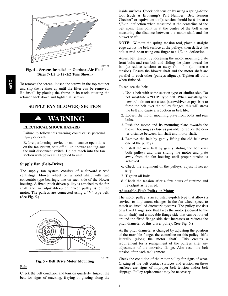 Warning | Carrier 48TCA04---A12 User Manual | Page 4 / 107