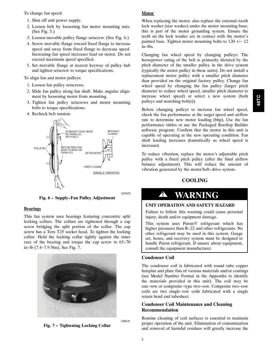 Warning | Carrier 48TCA04---A12 User Manual | Page 5 / 107