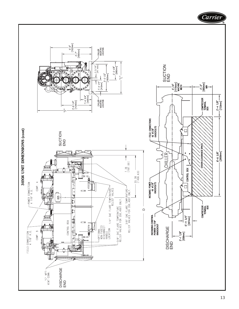 30xw un it dimen sions (c ont) | Carrier 30XW325-400 User Manual | Page 13 / 32