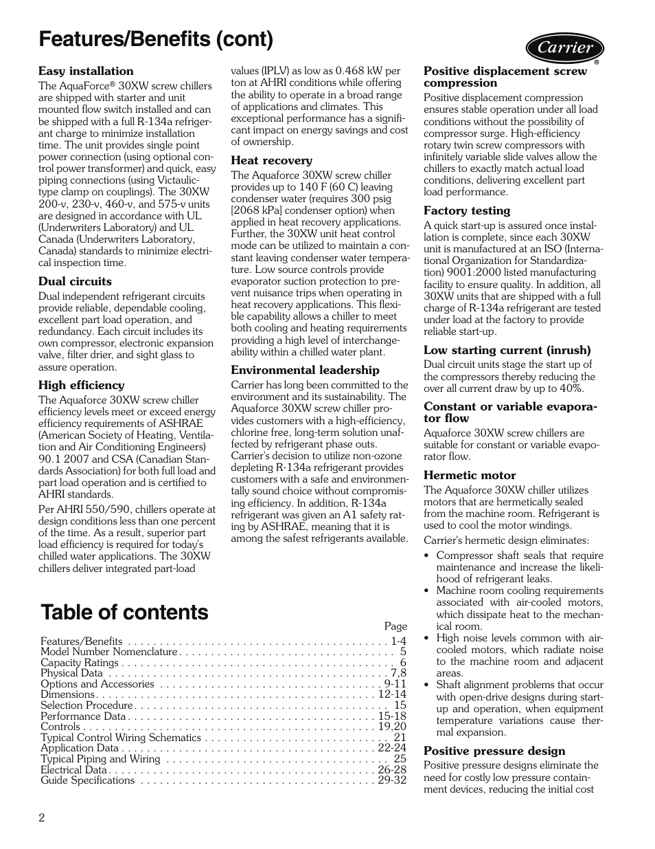 Carrier 30XW325-400 User Manual | Page 2 / 32