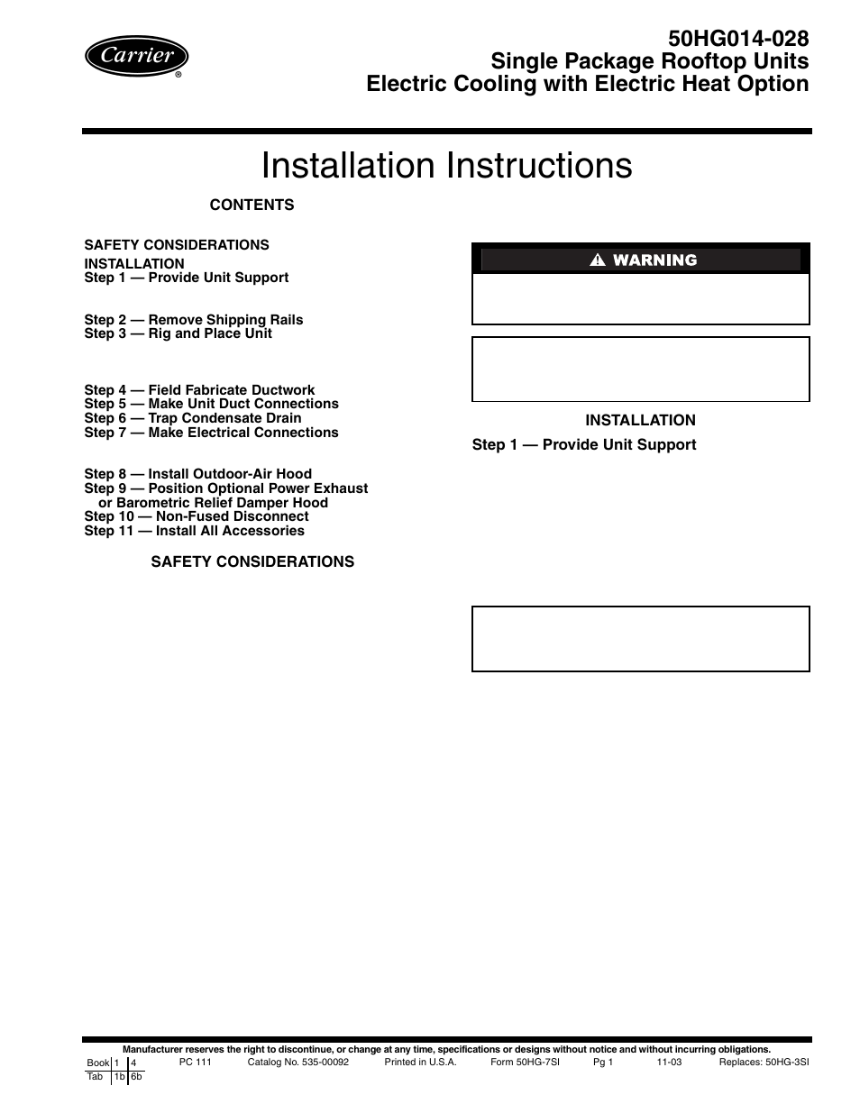 Carrier 50HG014-028 User Manual | 24 pages