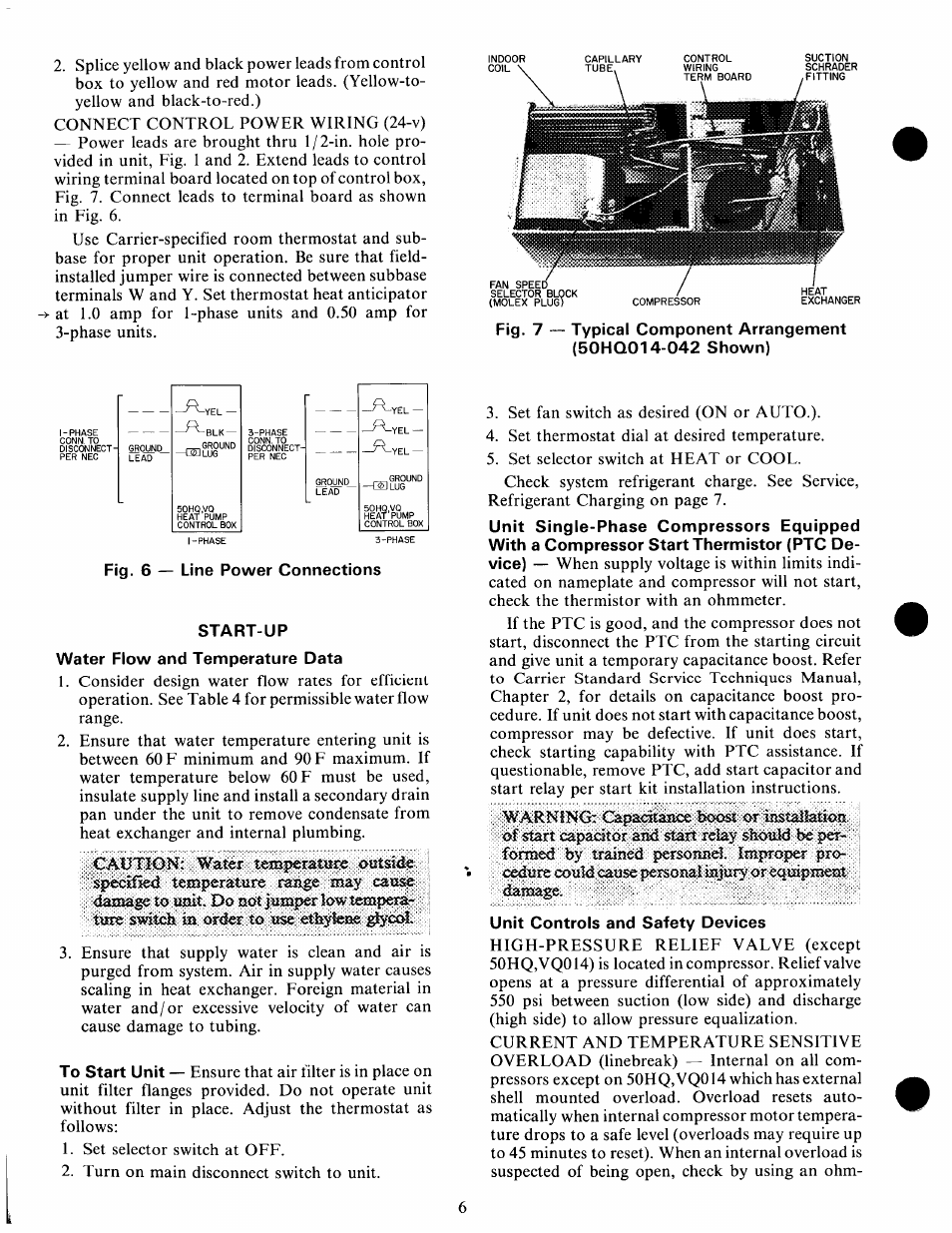 Start-up, Unit controls and safety devices, Mût do not jumper low temperar | Giycoi | Carrier 50HQ User Manual | Page 6 / 14