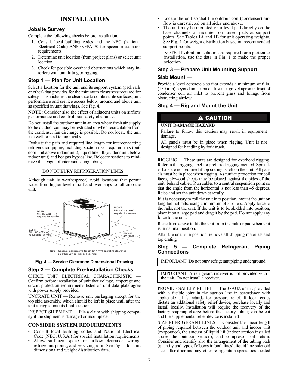 Installation | Carrier 38AUZ User Manual | Page 7 / 28