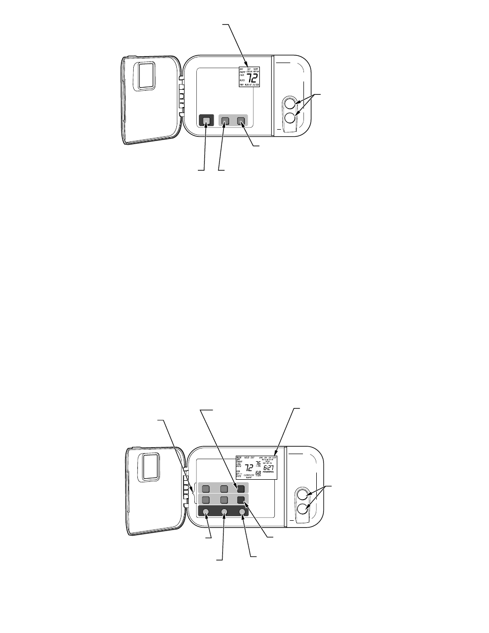 Operating your air conditioner, Fig. 2—carrier non-programmable thermostat, Fig. 3—carrier programmable thermostat | Carrier 38CKC042 Air User Manual | Page 3 / 8