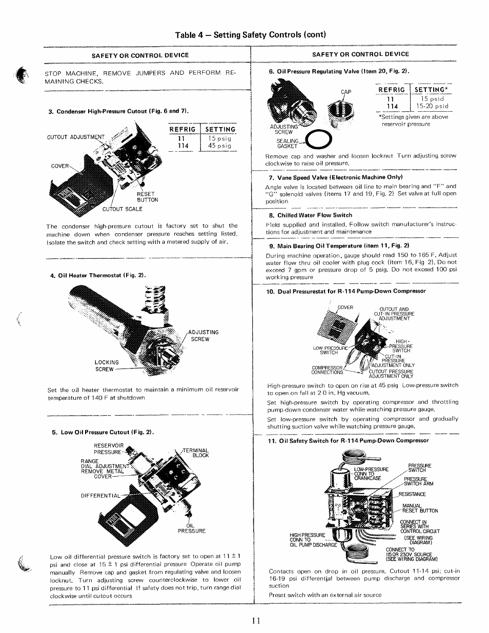 Table 4 — setting safety controls (cont), R^fiyc | Carrier 17CB User Manual | Page 11 / 16