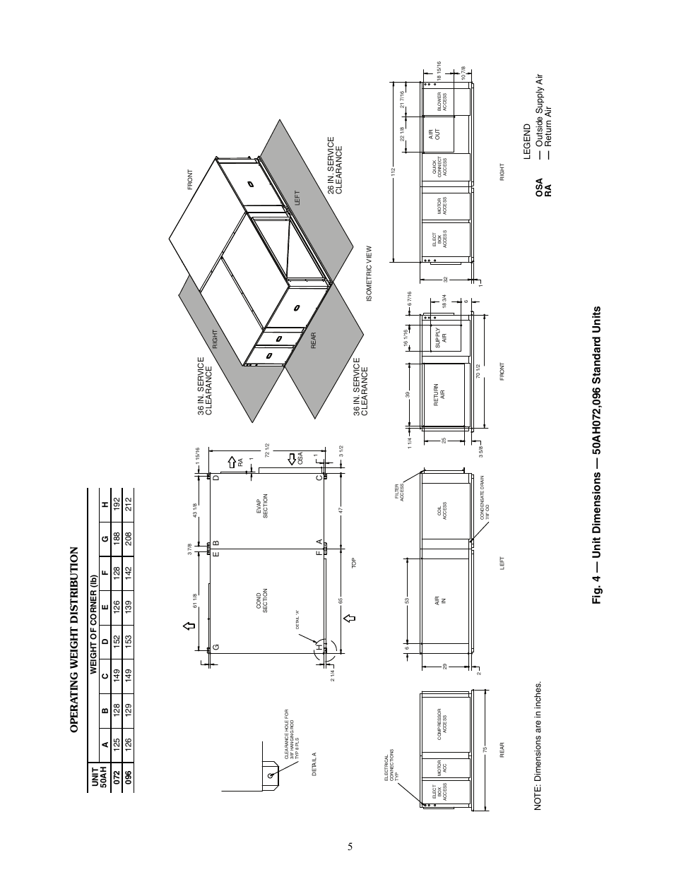 Opera ting w eight d istribut ion | Carrier ROOMTOP 50AH024-096 User Manual | Page 5 / 20