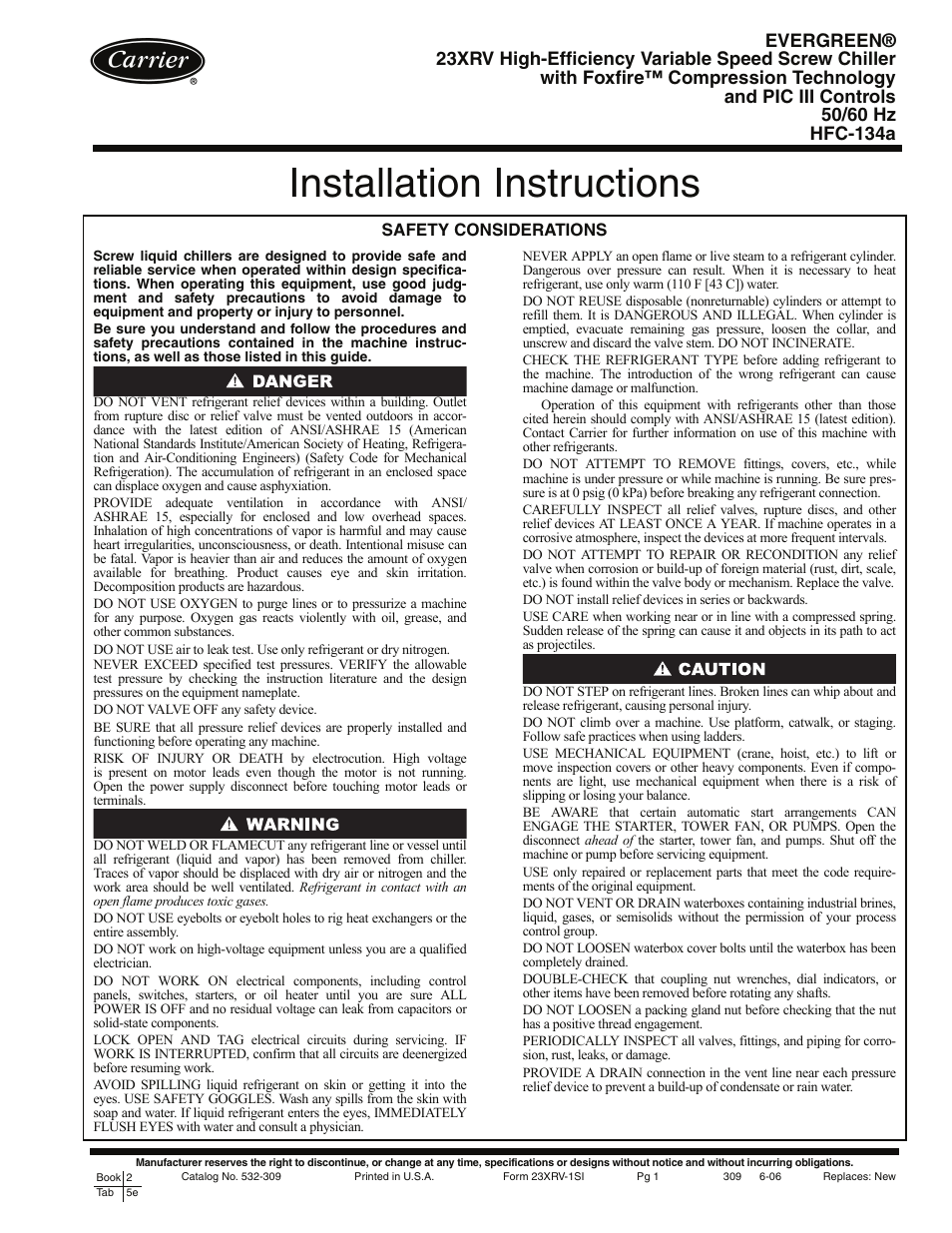 Carrier EVERGREEN HFC-134A User Manual | 52 pages