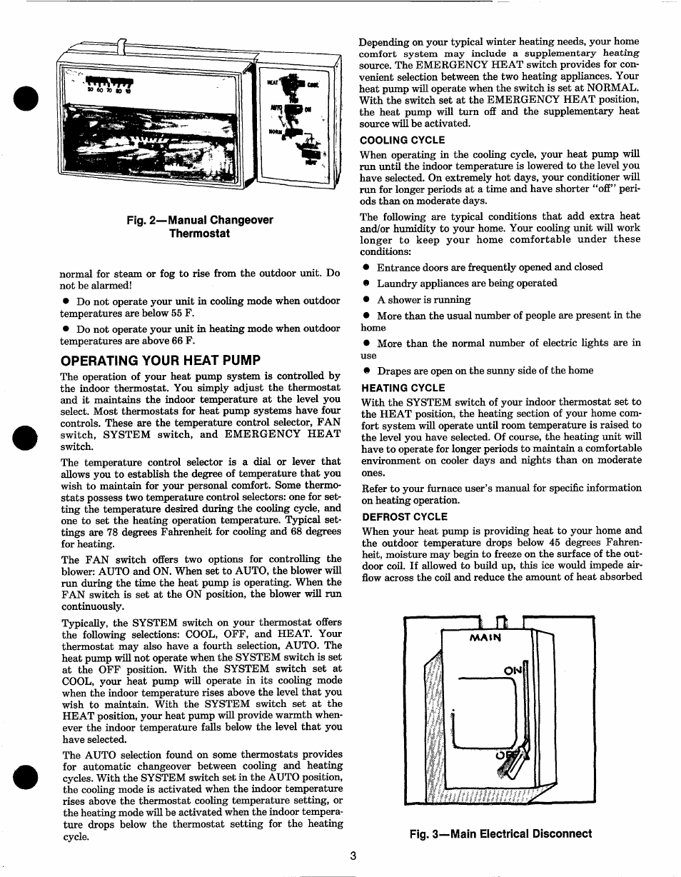 Operating your heat pump | Carrier WEATHERMASTER 2000 User Manual | Page 3 / 9