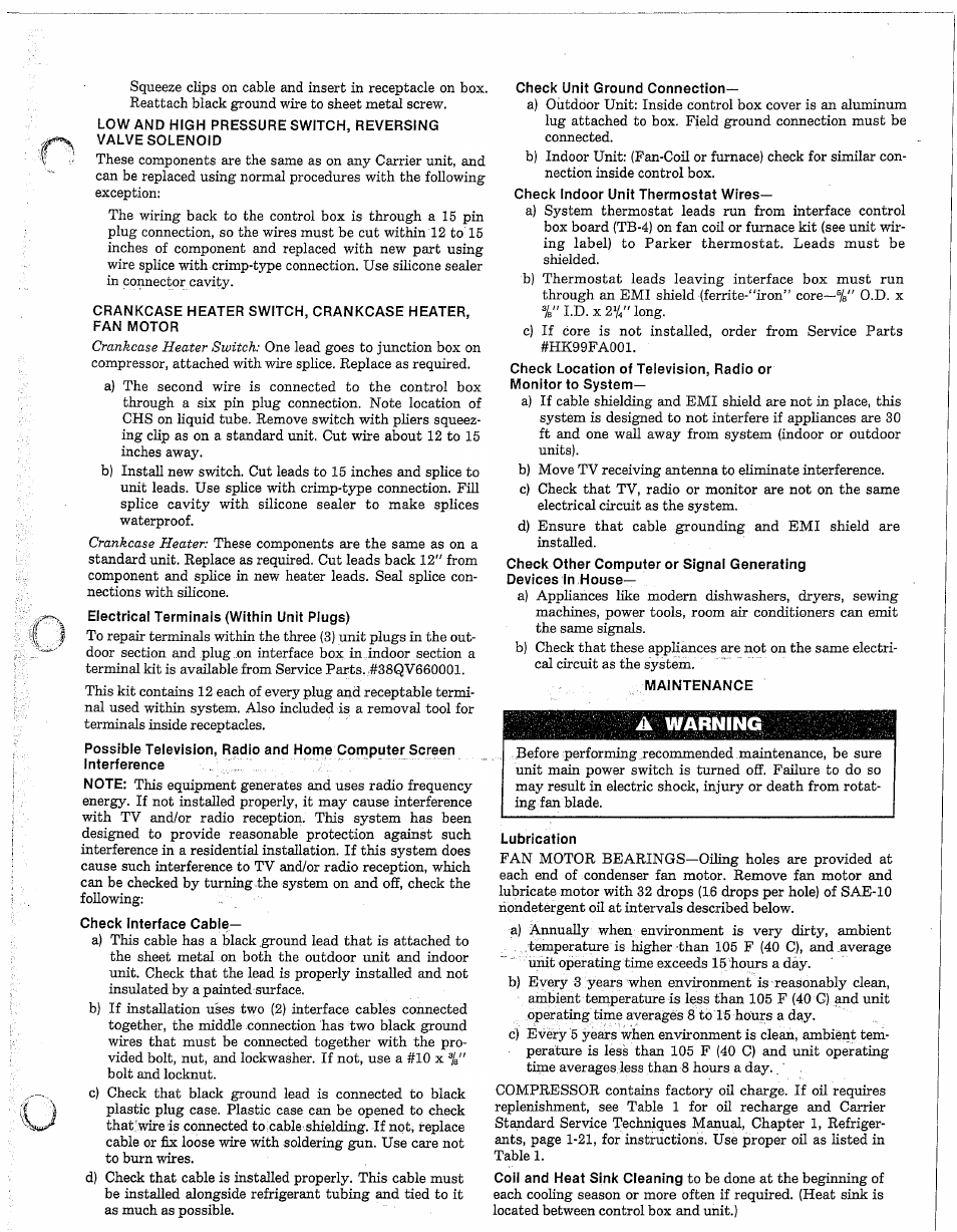 A warning | Carrier 38EV024320 User Manual | Page 43 / 52