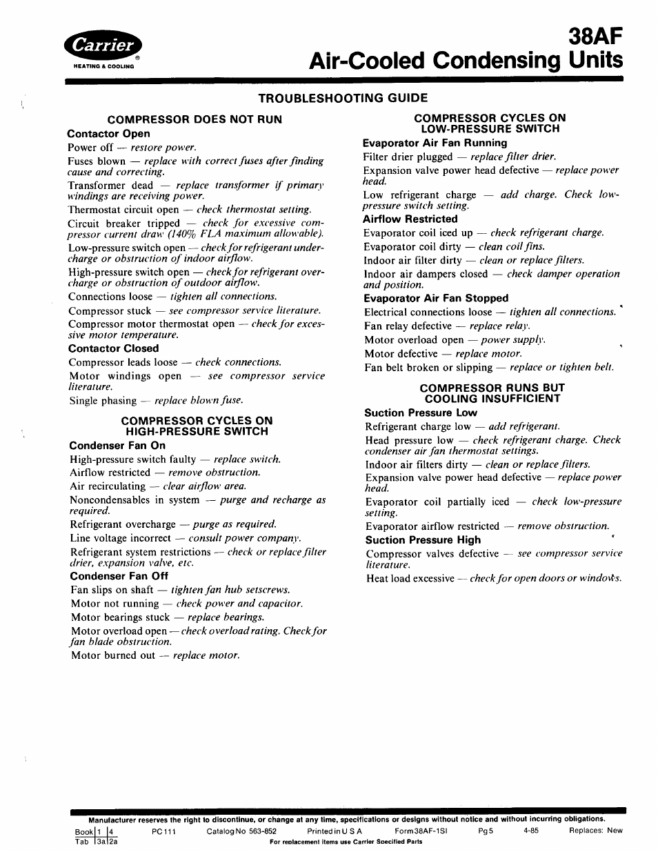 38af air-cooled condensing units | Carrier 38AF User Manual | Page 5 / 6