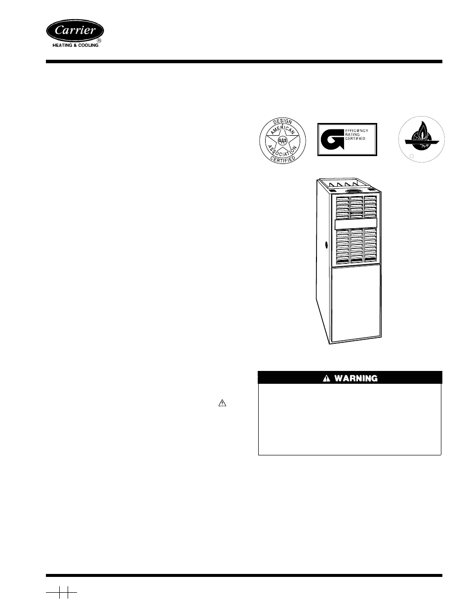 Carrier INDUCED COMBUSTION FURNACES 58GFA User Manual | 8 pages