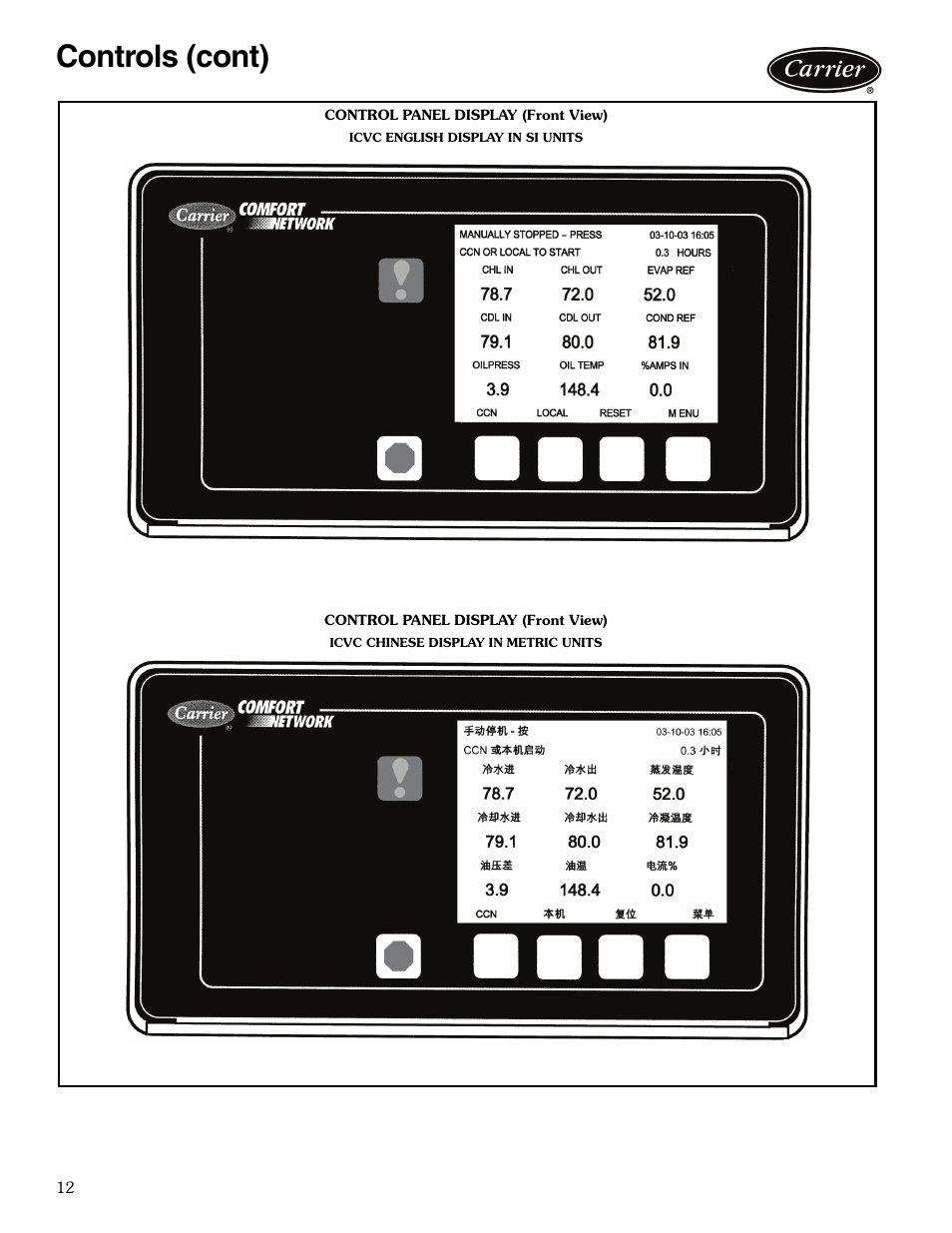 Controls (cont) | Carrier EVERGREEN 23XRV User Manual | Page 12 / 32
