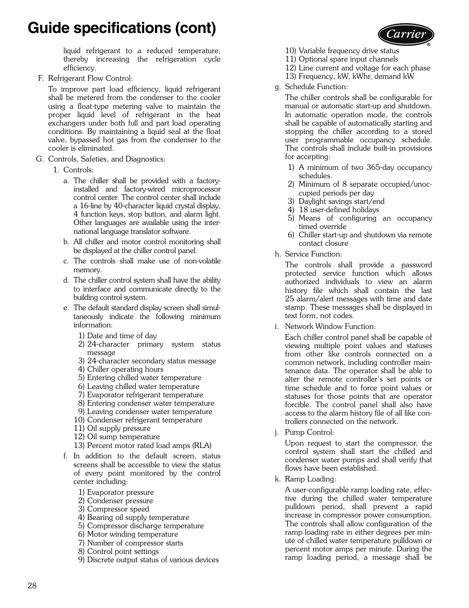 Guide specifications (cont) | Carrier EVERGREEN 23XRV User Manual | Page 28 / 32