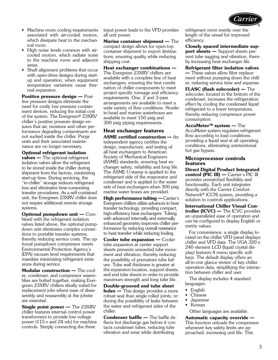 Carrier EVERGREEN 23XRV User Manual | Page 3 / 32