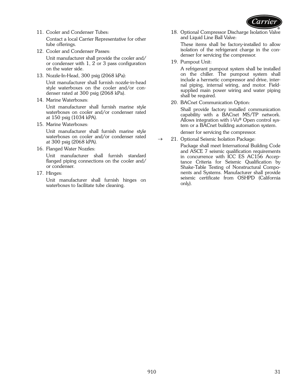 Carrier EVERGREEN 23XRV User Manual | Page 31 / 32