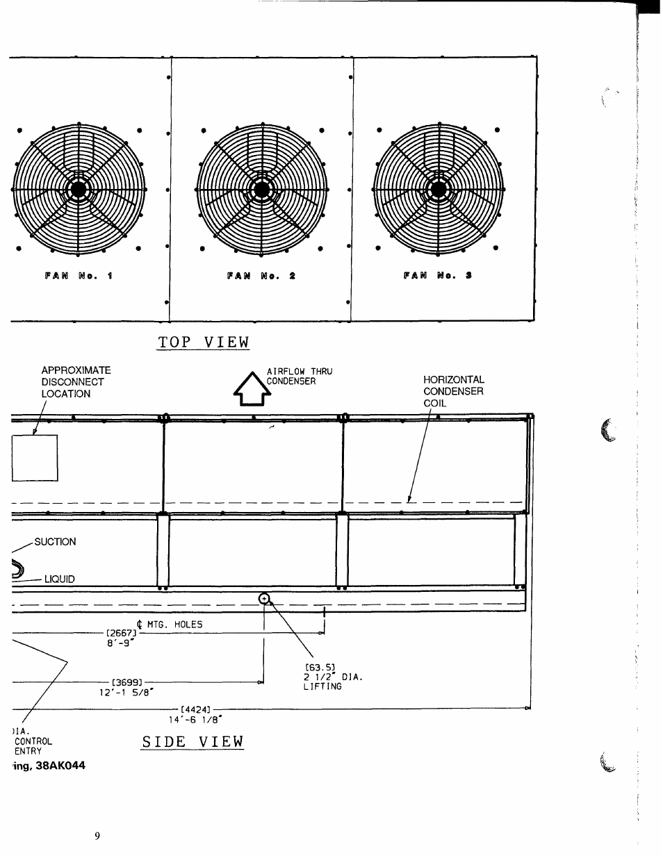 Top view, Side view | Carrier 38AK024-044 User Manual | Page 12 / 24