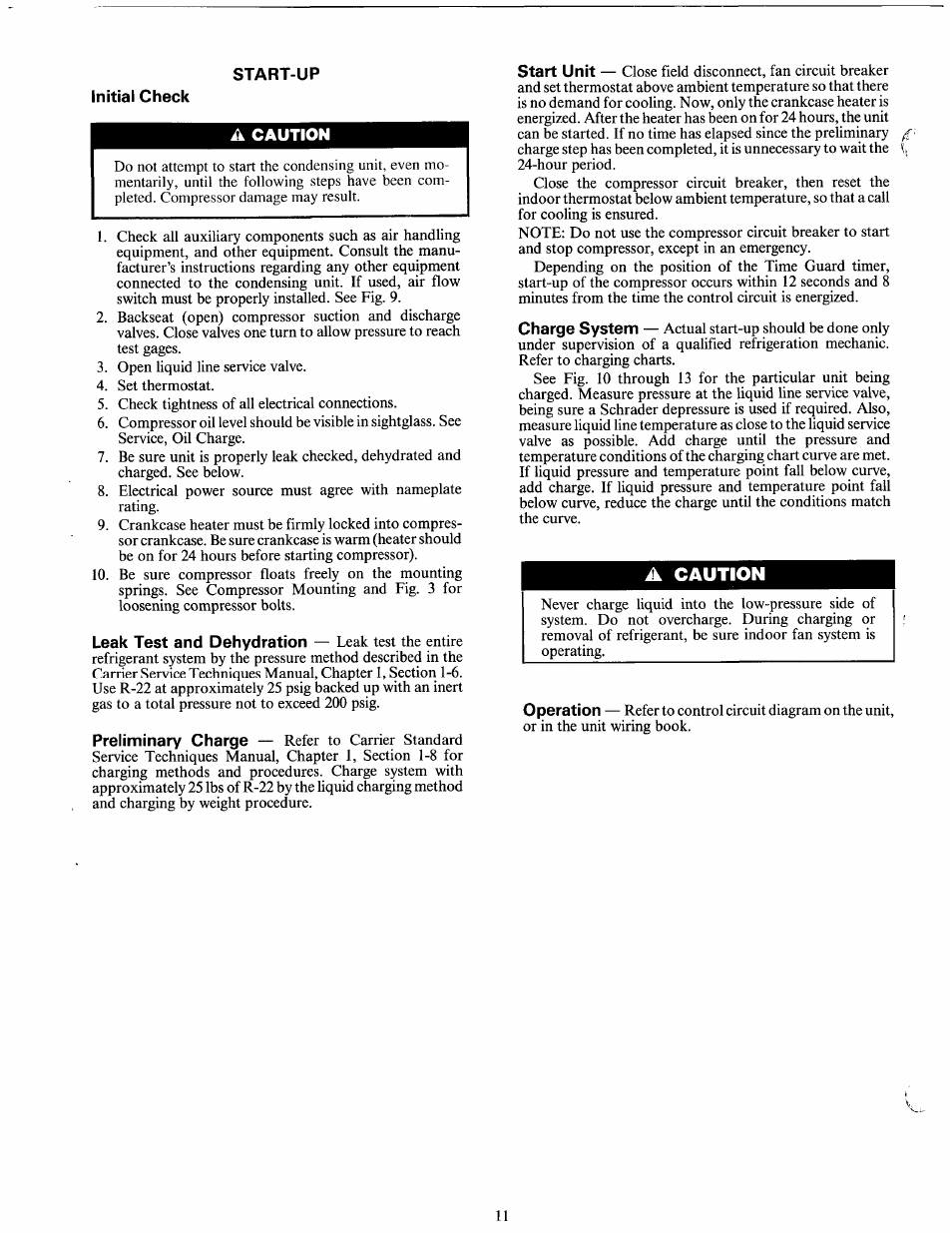 Initial check, Start-up, A caution | Carrier 38AK024-044 User Manual | Page 14 / 24