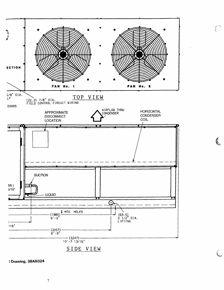 Top view, Side view | Carrier 38AK024-044 User Manual | Page 8 / 24