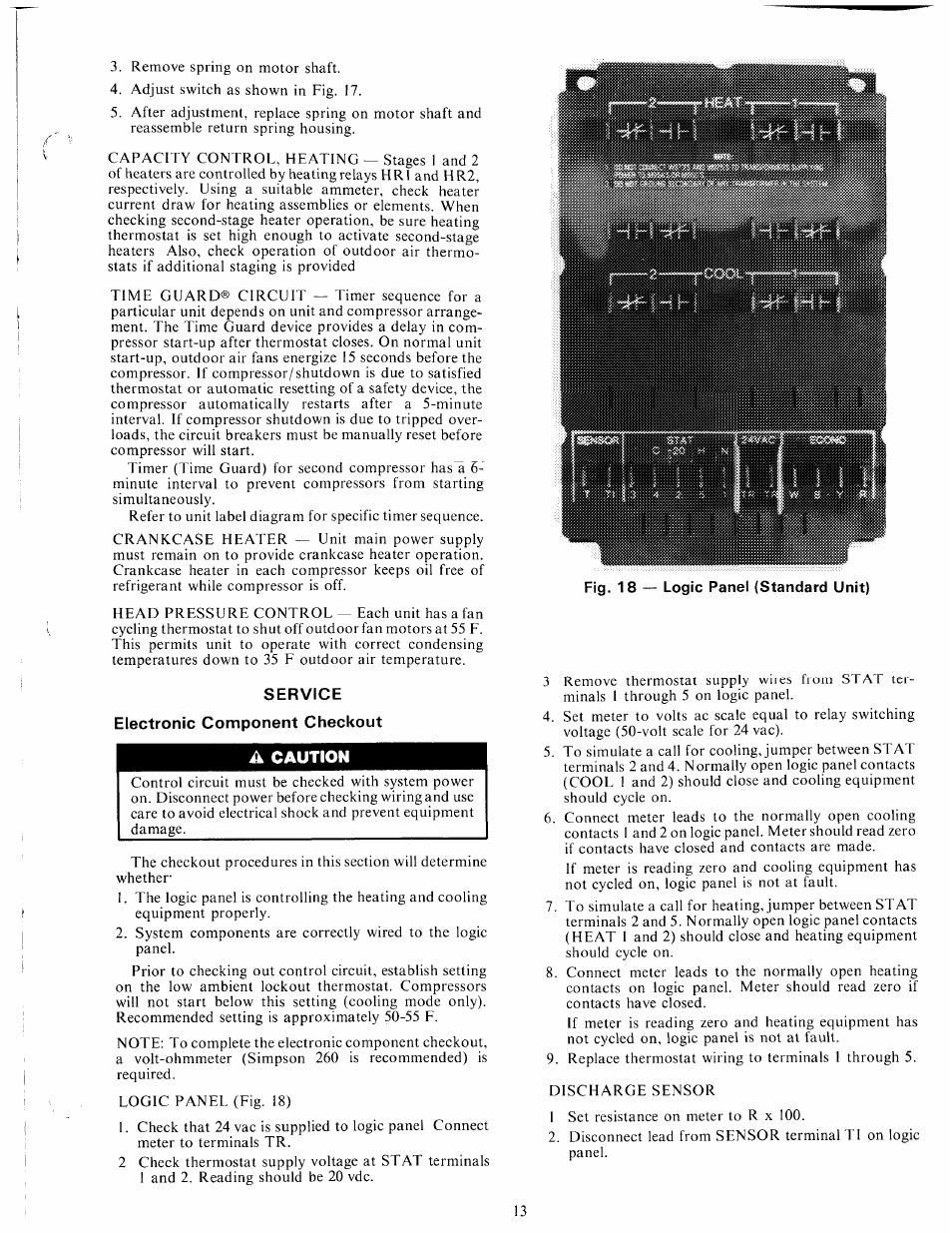 Service, Electronic component checkout, A caution | Carrier 50DF034 User Manual | Page 13 / 16