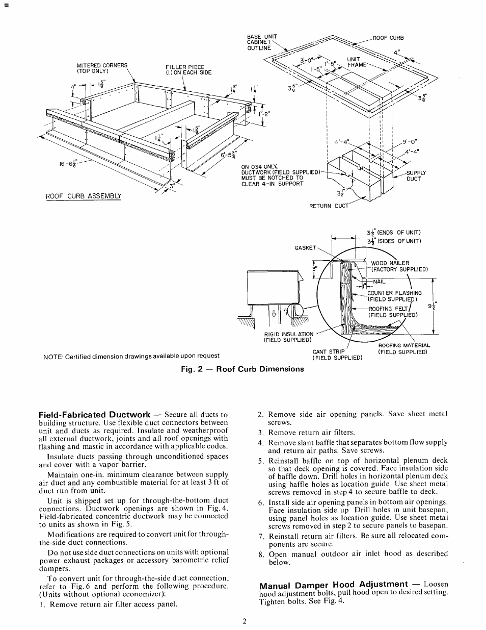 Manual damper hood adjustment — loosen | Carrier 50DF034 User Manual | Page 2 / 16