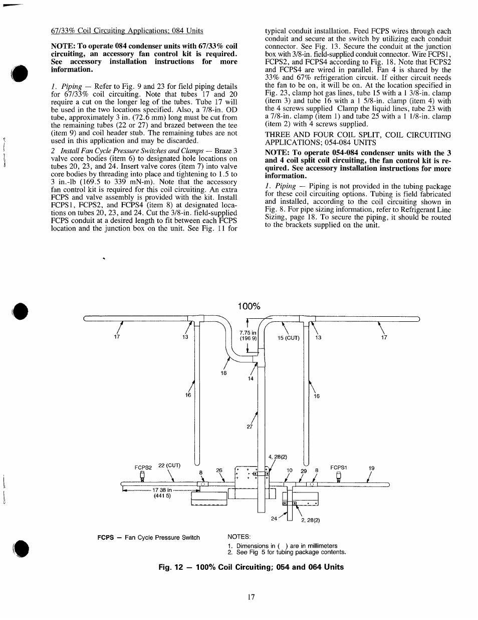 Fig. 12 — 100% coil circuiting; 054 and 064 units | Carrier 09DK054-084 User Manual | Page 17 / 32
