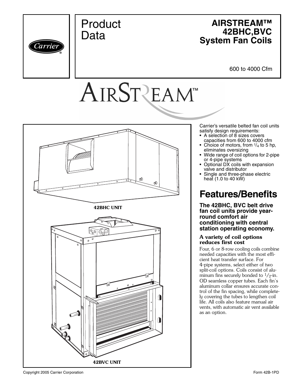 Carrier AIRSTREAM 42BHC User Manual | 40 pages