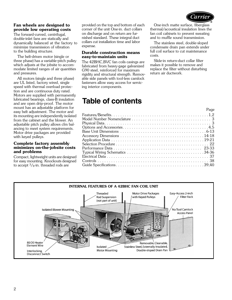 Carrier AIRSTREAM 42BHC User Manual | Page 2 / 40