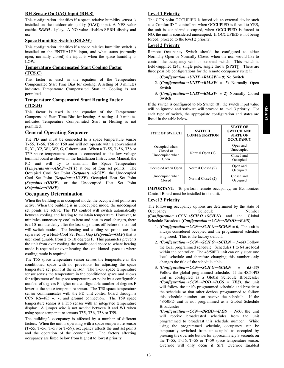 General operating sequence, Occupancy determination | Carrier 48/50PD05 User Manual | Page 13 / 106