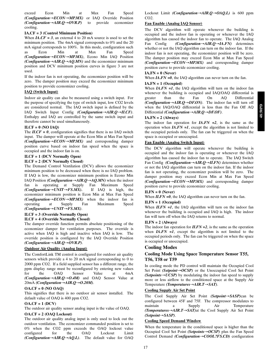 Cooling modes | Carrier 48/50PD05 User Manual | Page 17 / 106