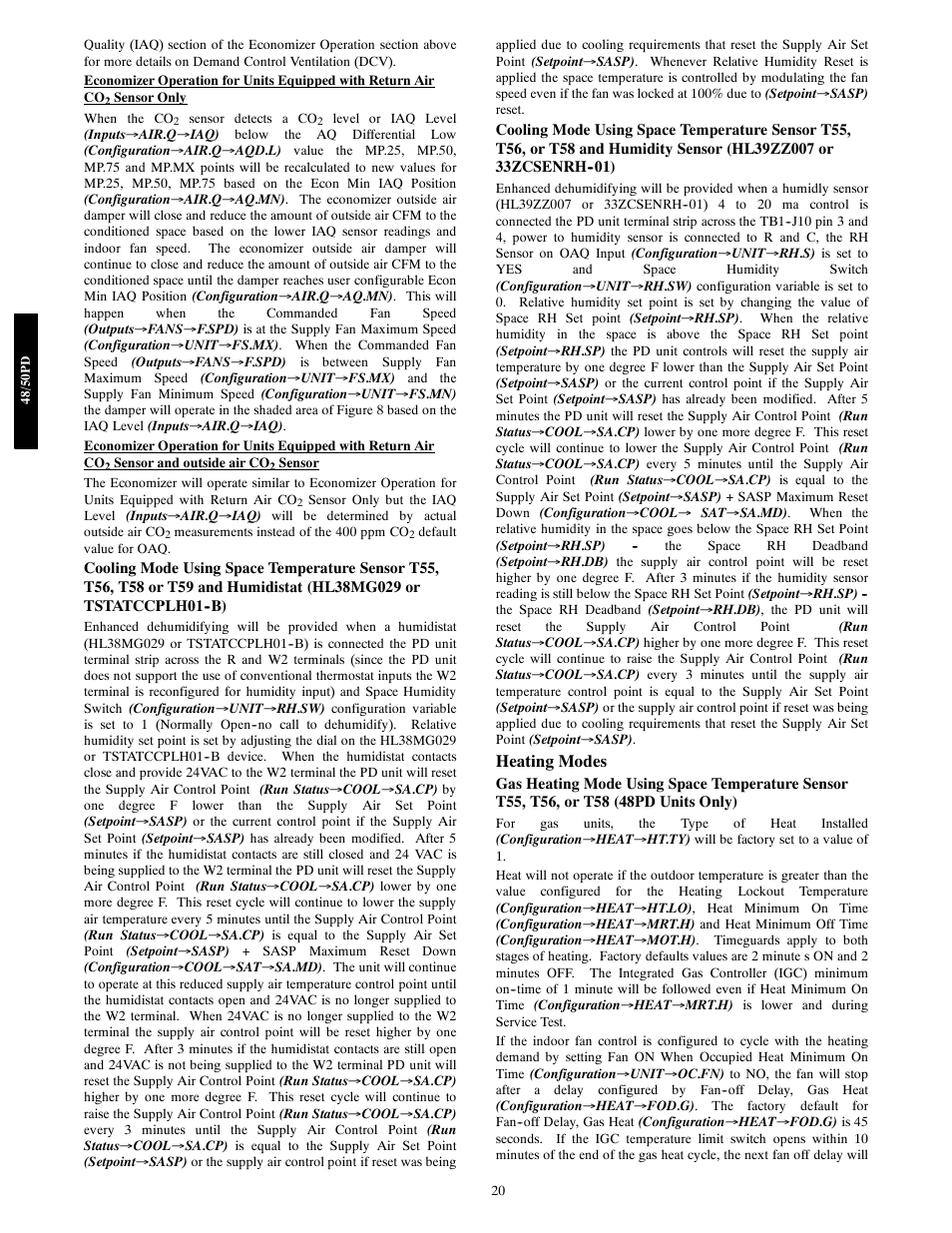 Heating modes | Carrier 48/50PD05 User Manual | Page 20 / 106