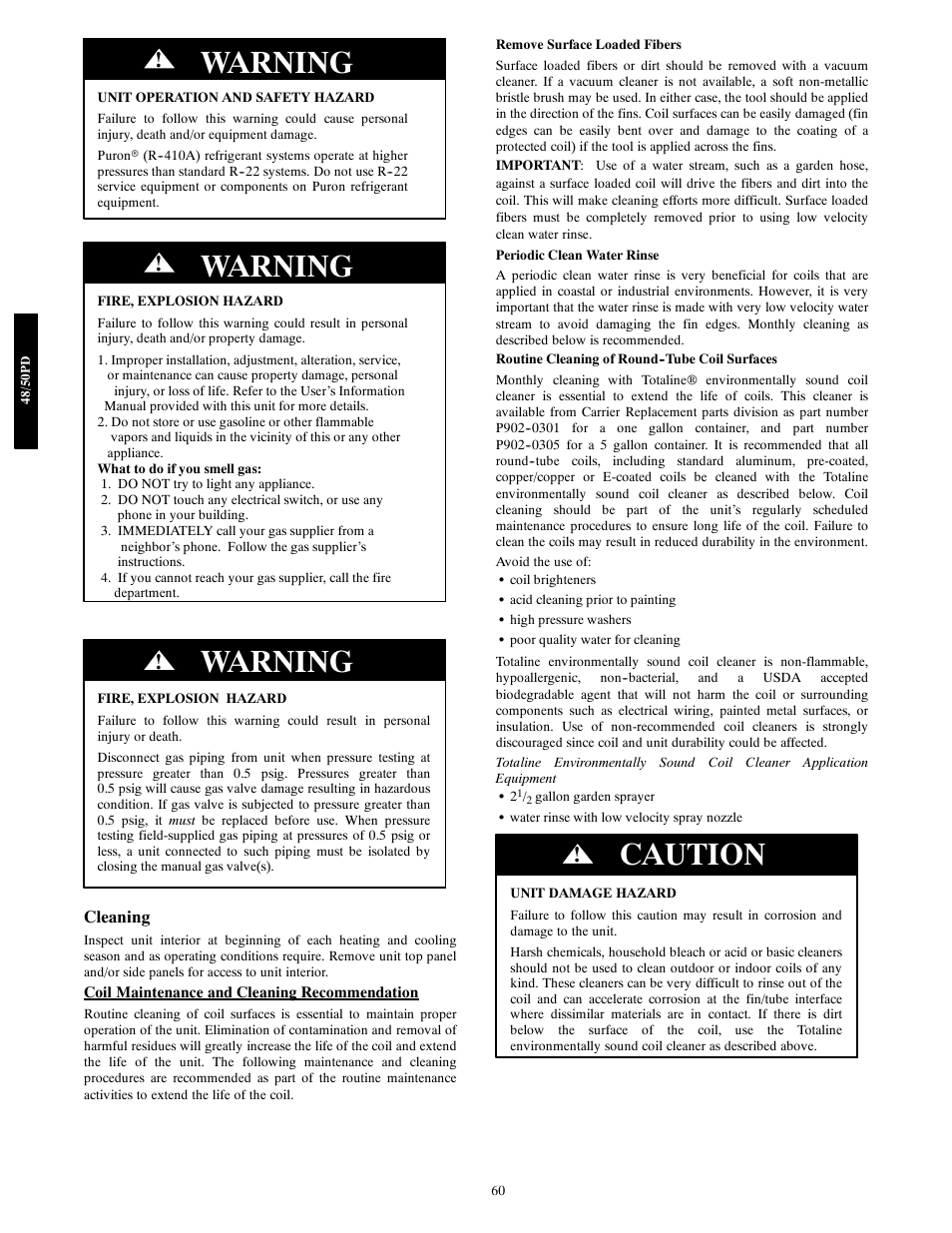 Warning, Caution | Carrier 48/50PD05 User Manual | Page 60 / 106