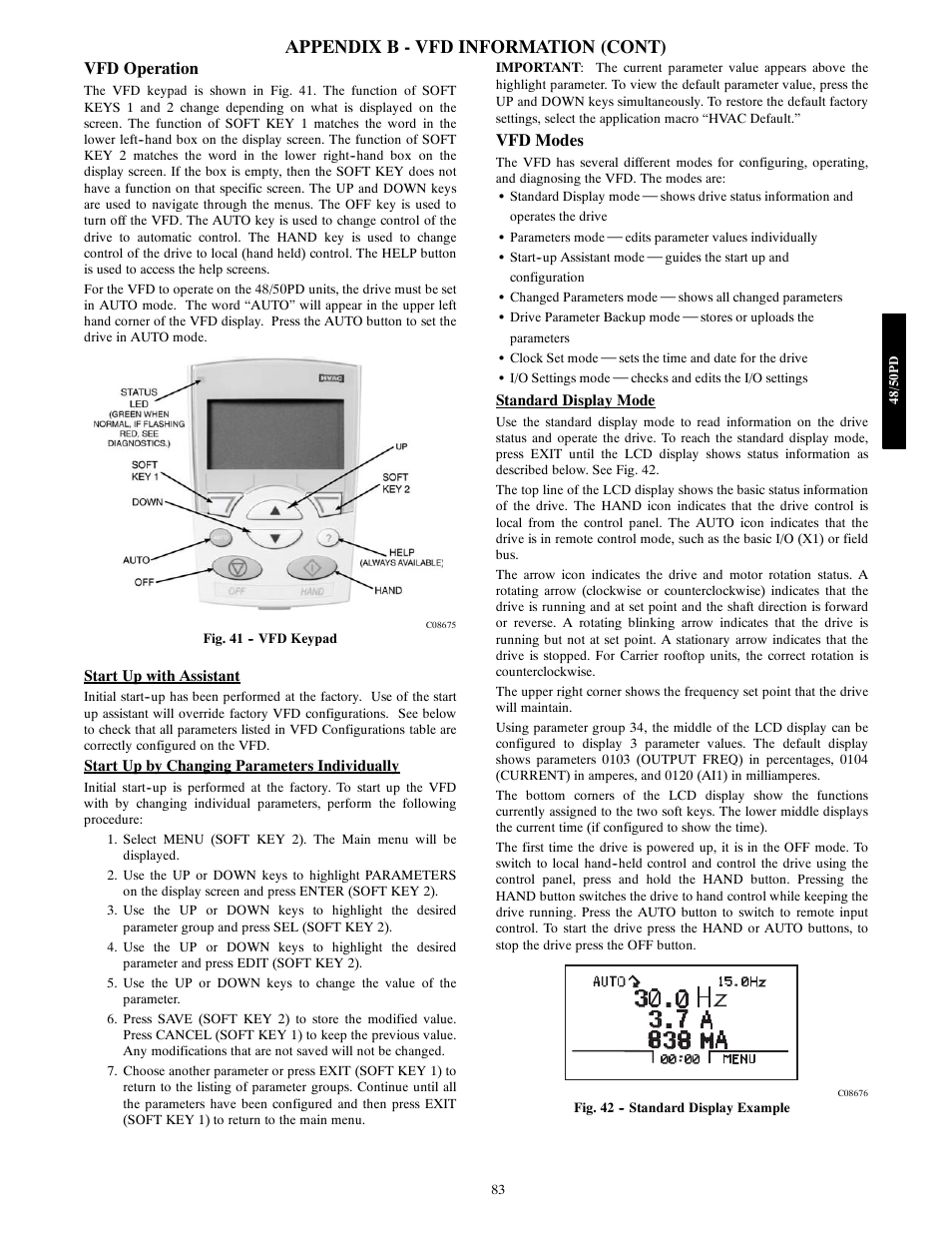 Appendix b - vfd information (cont), Vfd operation, Vfd modes | Carrier 48/50PD05 User Manual | Page 83 / 106