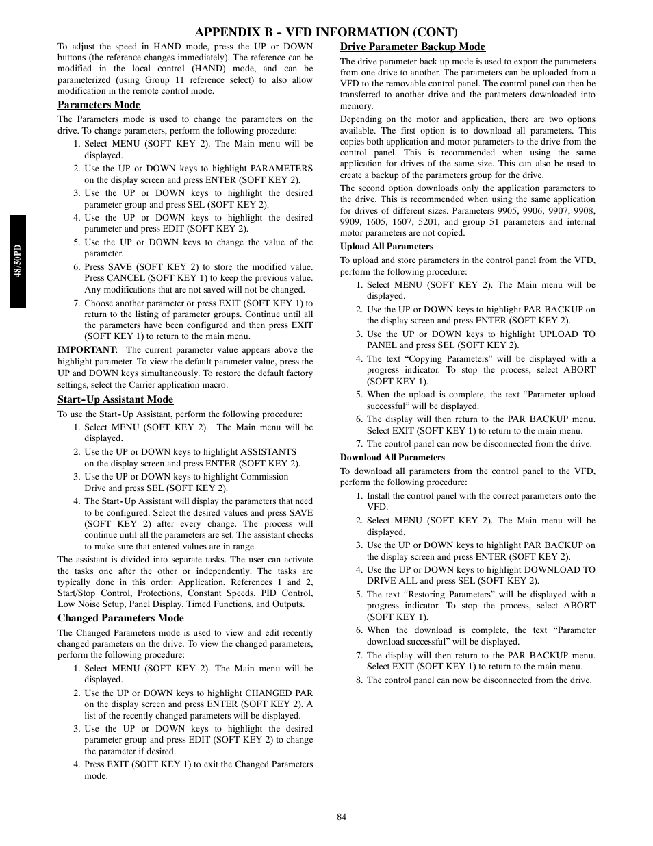 Appendix b -- vfd information (cont) | Carrier 48/50PD05 User Manual | Page 84 / 106