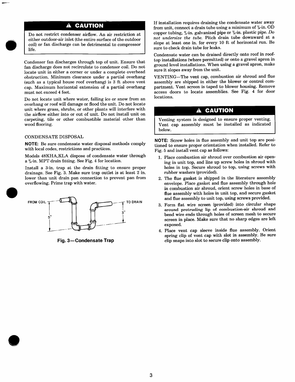 A caution | Carrier 48KHA User Manual | Page 3 / 22