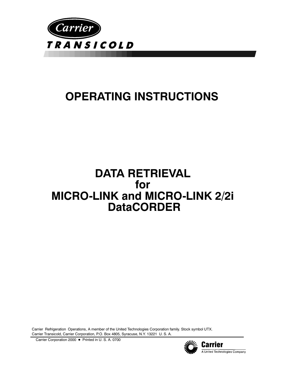 Carrier Container Refrigeration Unit User Manual | Page 2 / 60