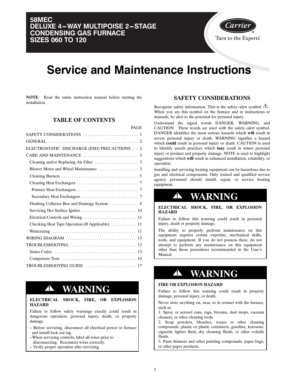 Carrier 58MEC User Manual | 18 pages