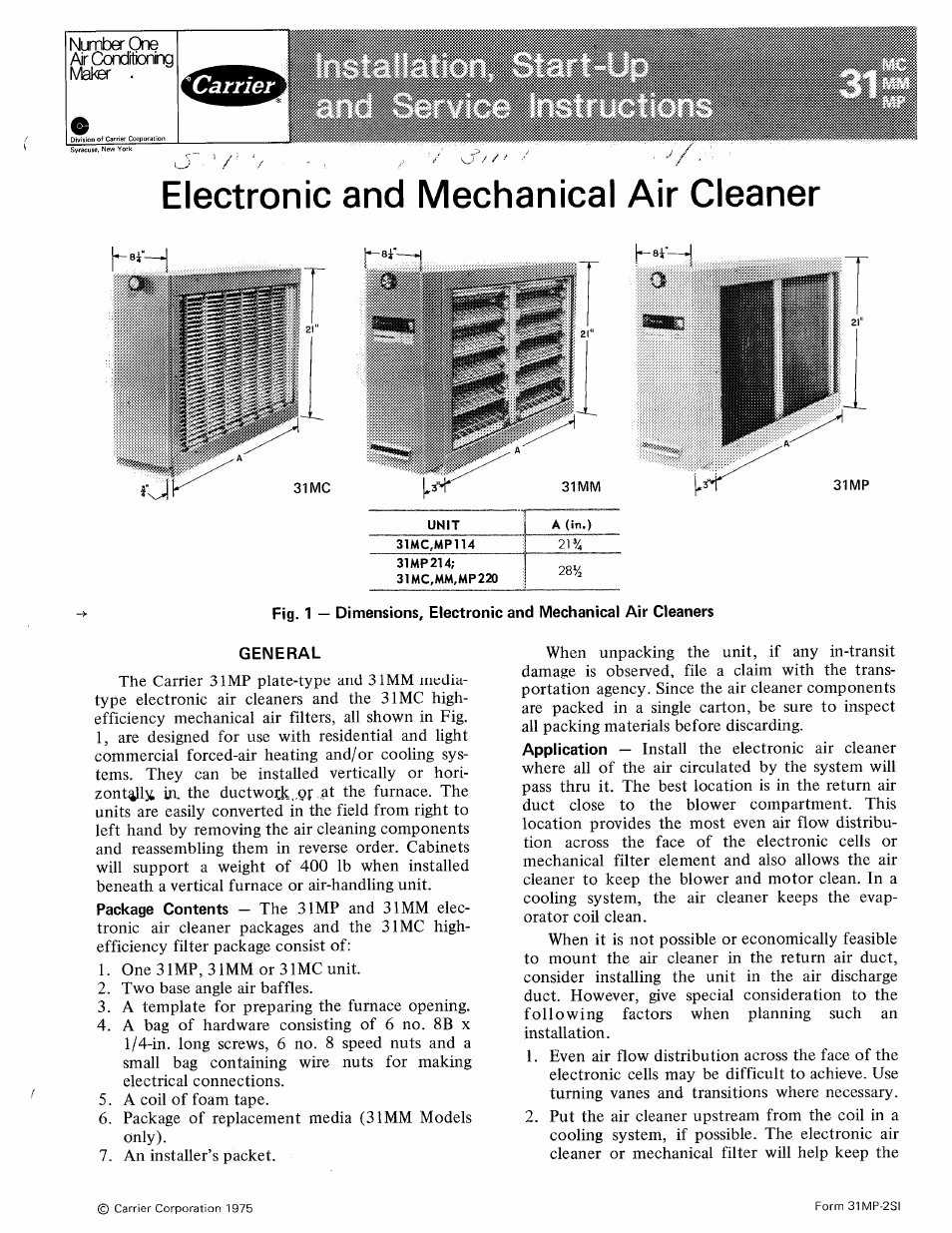 Carrier 31MC User Manual | 12 pages