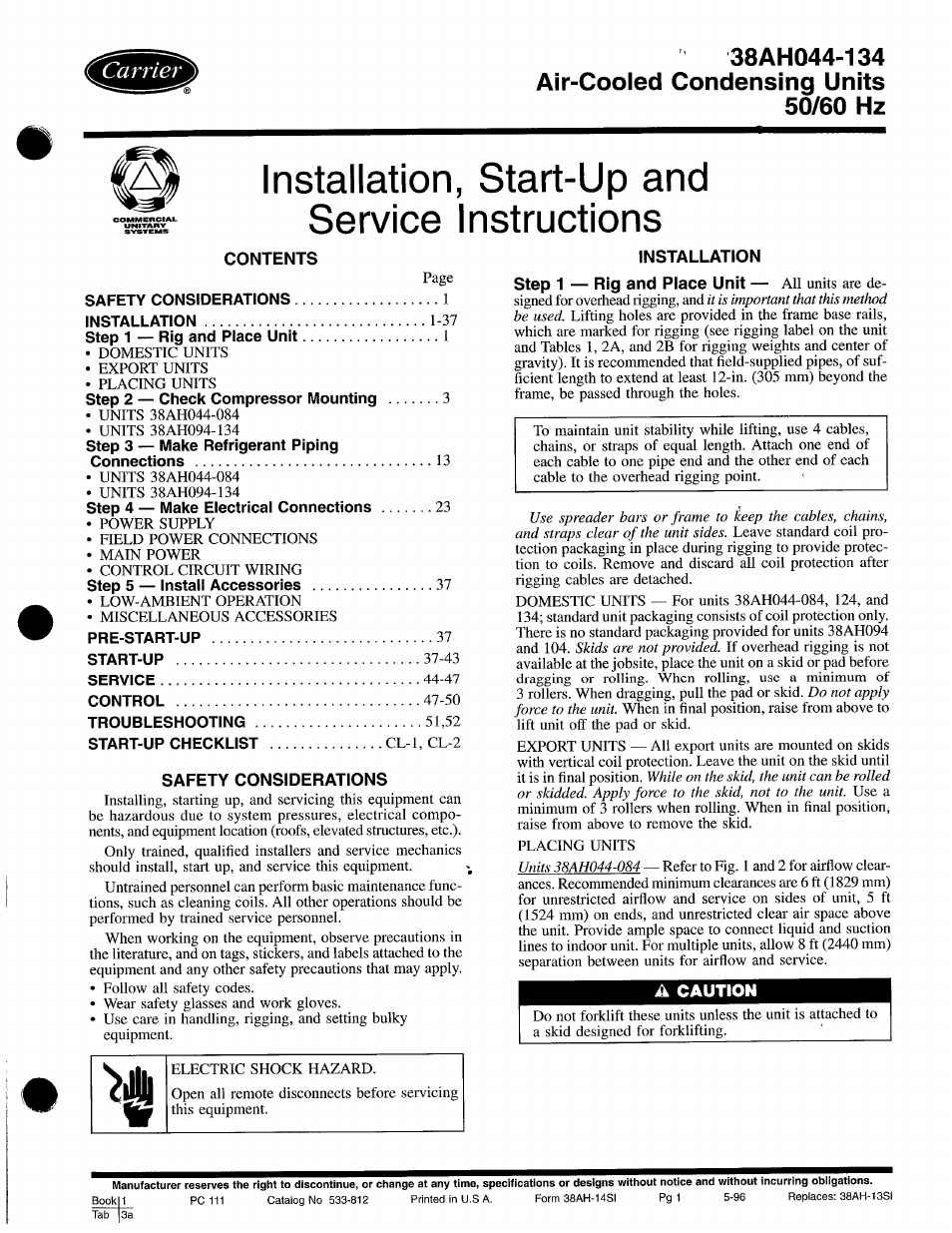 Carrier 38AH044-134 User Manual | 56 pages