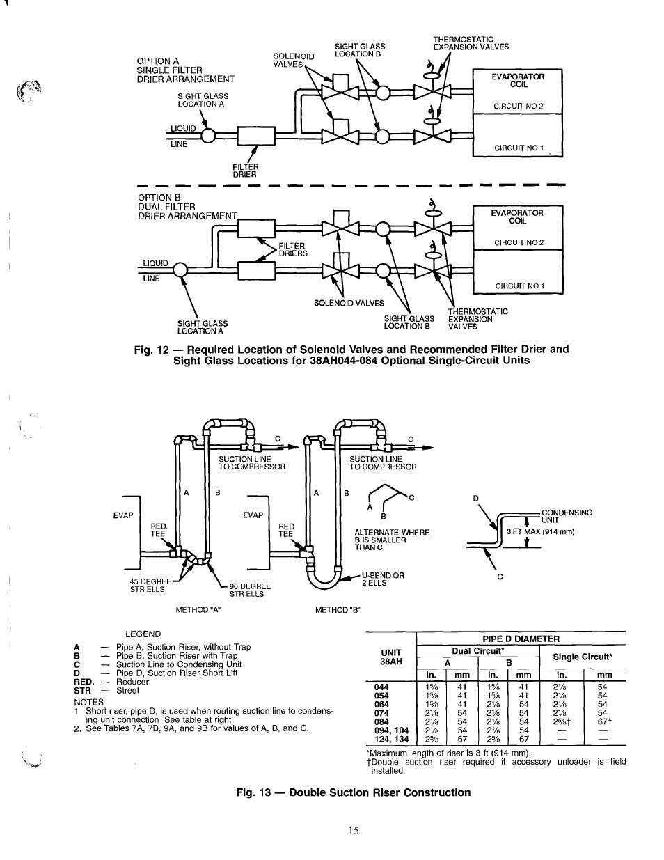 Fig. 13 — double suction riser construction | Carrier 38AH044-134 User Manual | Page 15 / 56