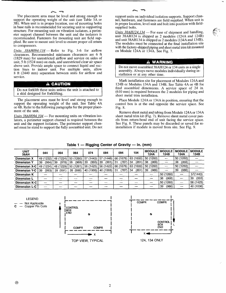 A caution, A warning, R—"t i | Carrier 38AH044-134 User Manual | Page 2 / 56