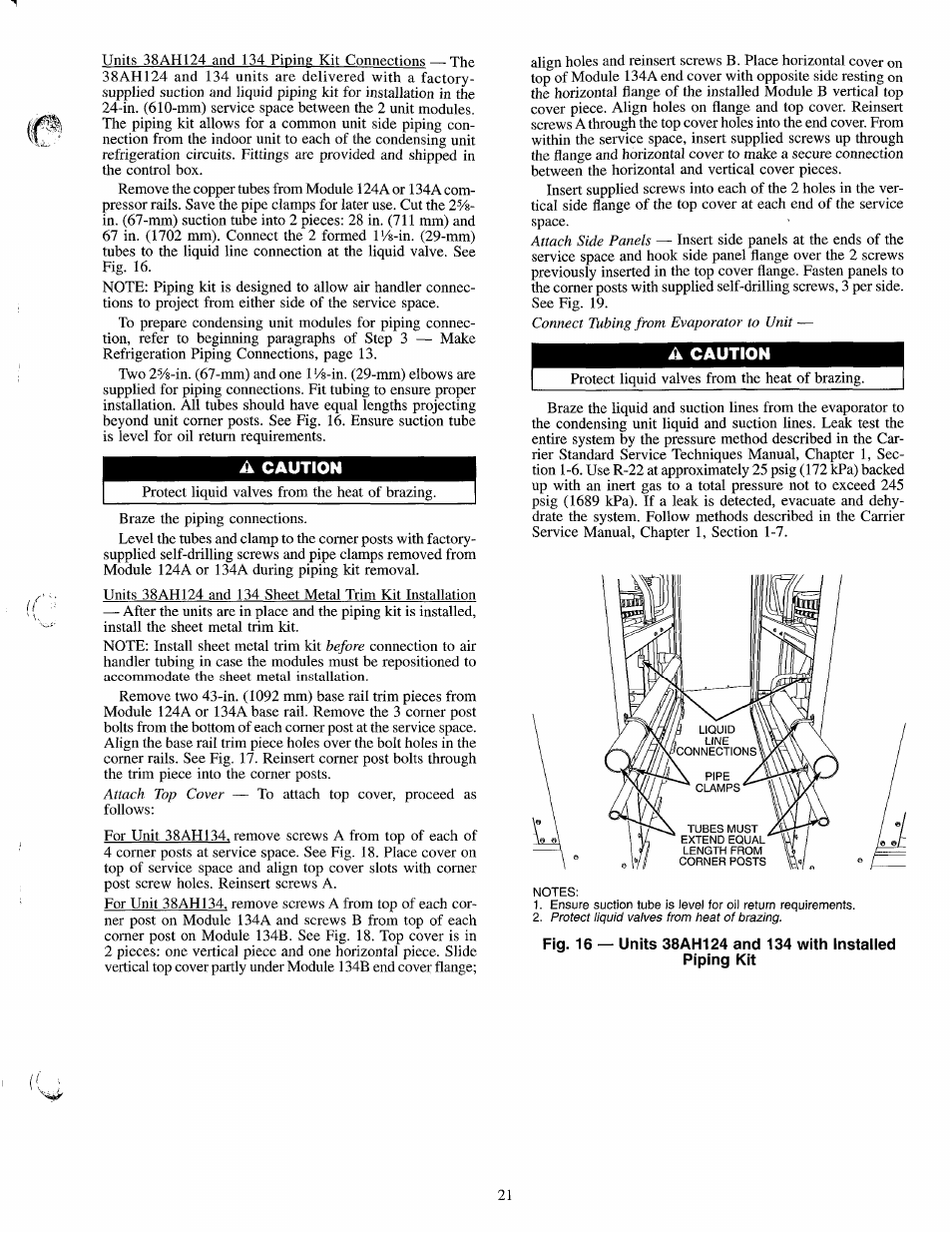 A caution | Carrier 38AH044-134 User Manual | Page 21 / 56