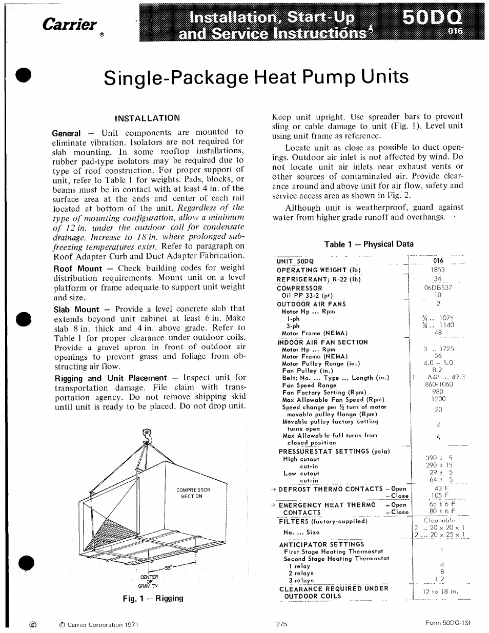 Carrier 50DQ User Manual | 6 pages