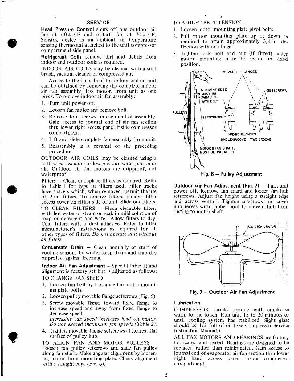 Service, Lubrication | Carrier 50DQ User Manual | Page 5 / 6