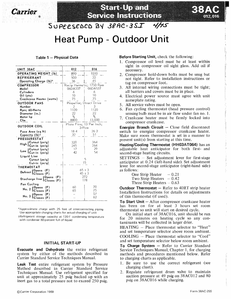 Carrier 38AC User Manual | 6 pages