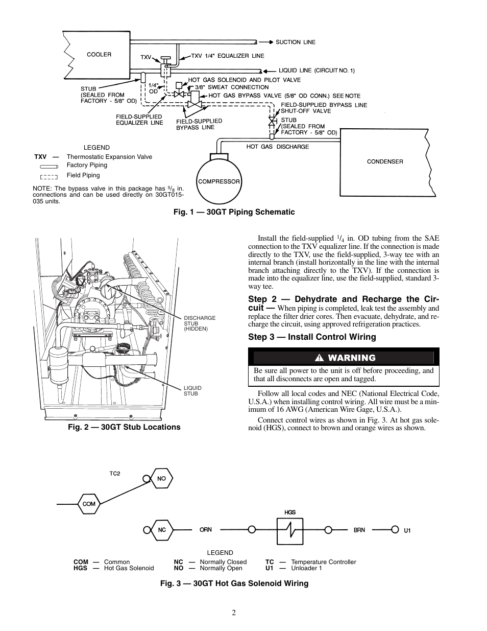 Step 2 — dehydrate and recharge the cir- cuit, Step 3 — install control wiring | Carrier 38AKS014-024 User Manual | Page 2 / 4