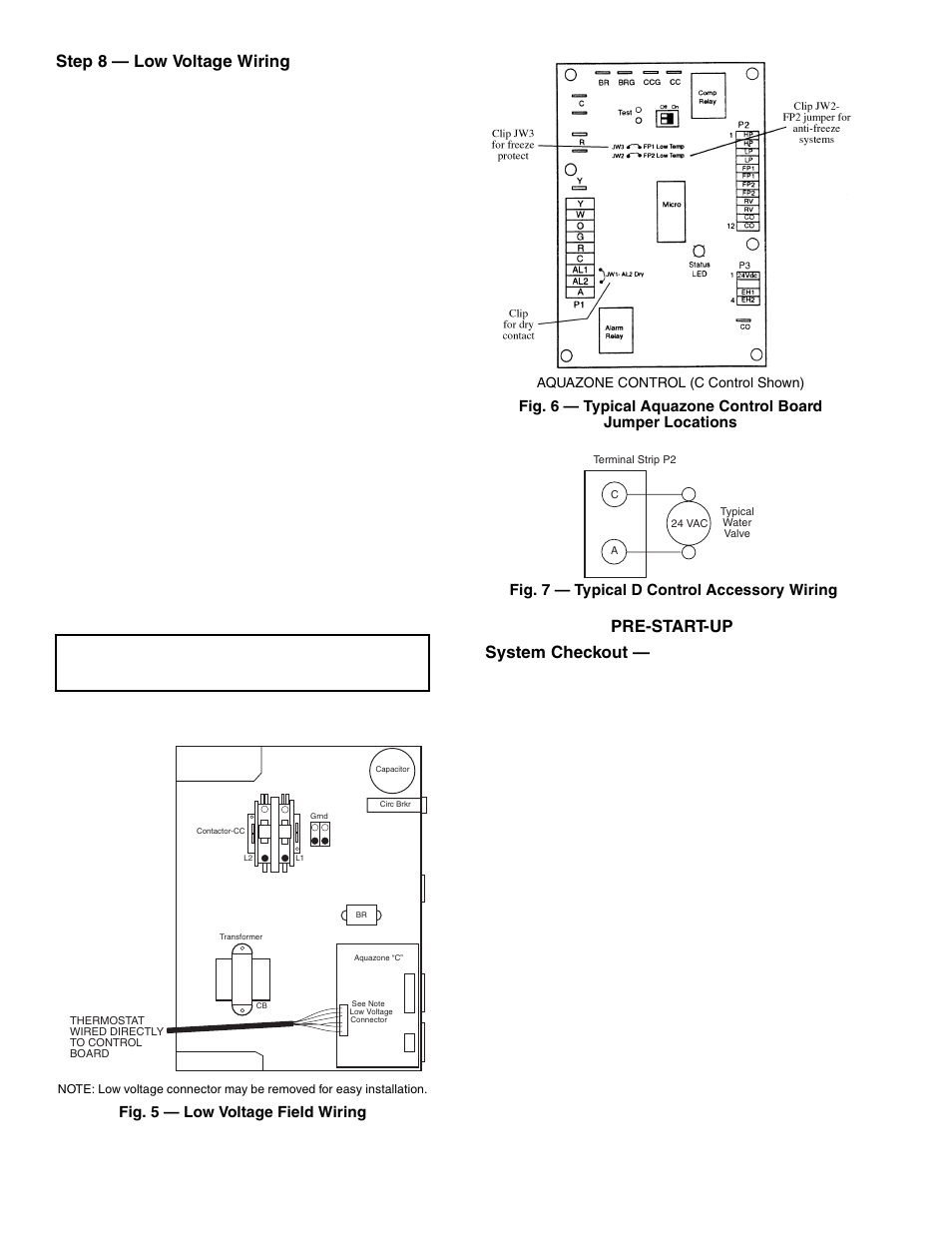 Step 8 — low voltage wiring, Pre-start-up system checkout | Carrier 50RTG User Manual | Page 14 / 28