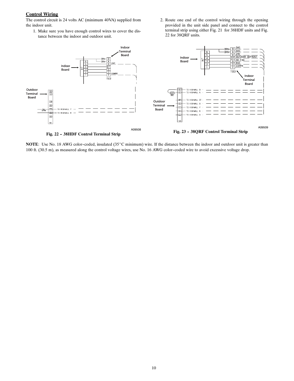 Control wiring | Carrier 40QNQ User Manual | Page 10 / 24