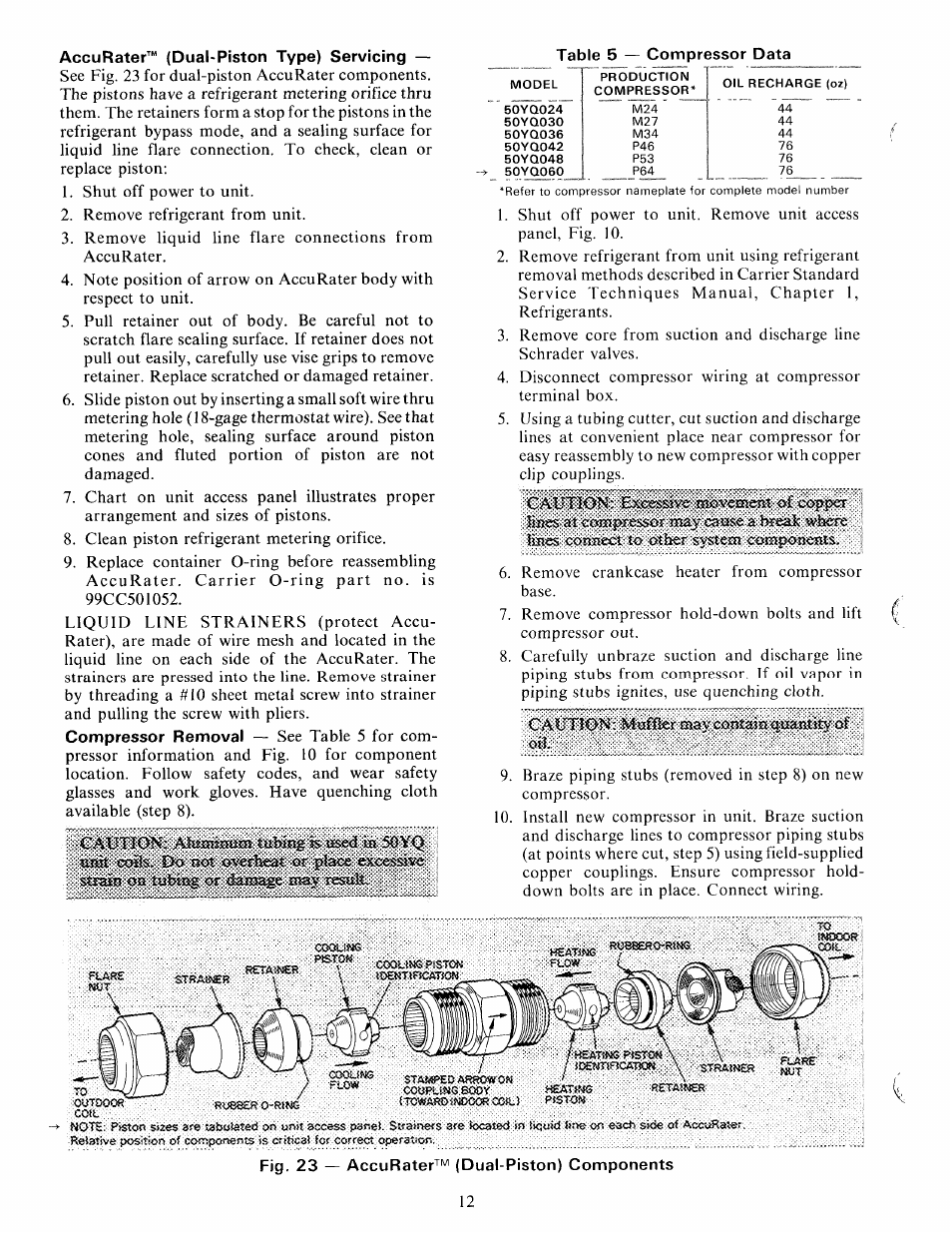 Accurater™ (dual-piston type) servicing, Fig. 23 — accurater^^ (dual-piston) components | Carrier 50YQ User Manual | Page 12 / 16