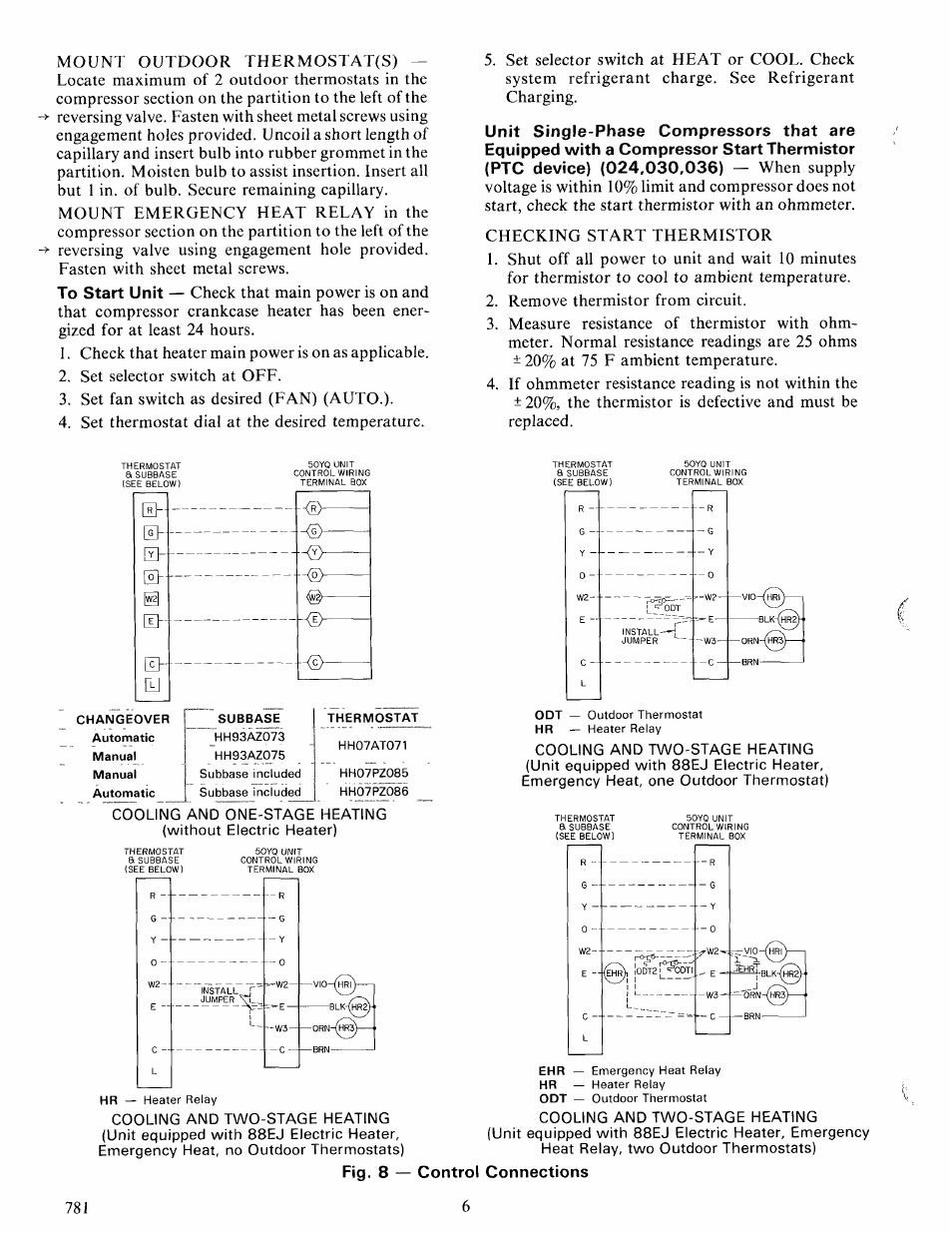 I"li, Fig. 8 — control connections | Carrier 50YQ User Manual | Page 6 / 16