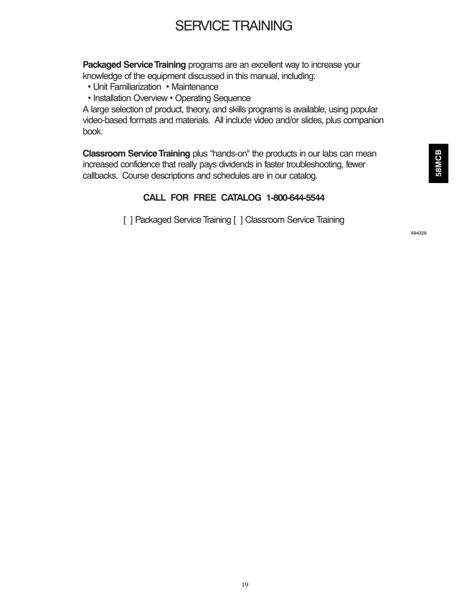 Service training | Carrier 58MCB User Manual | Page 19 / 20